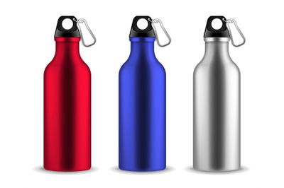 Water metal bottle. Reusable drinking blank bottles with lid and carab