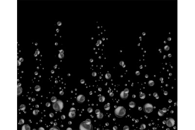 Water bubbles. Realistic raising air circles. Underwater effervescent