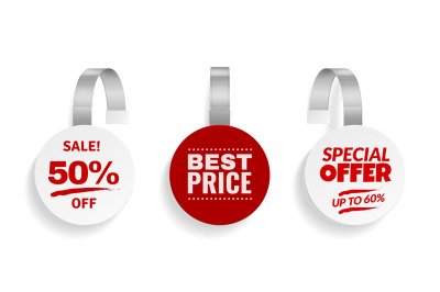Wobblers for discount . Sale red color sign for advertising, design of