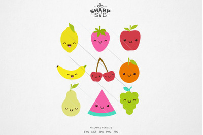 Fruits SVG - Fruits Kawaii SVG - Summer Fruits SVG