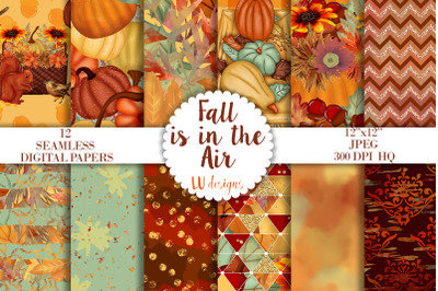 Fall Digital Papers, Pumpkins Backgrounds, Thanksgiving Patterns