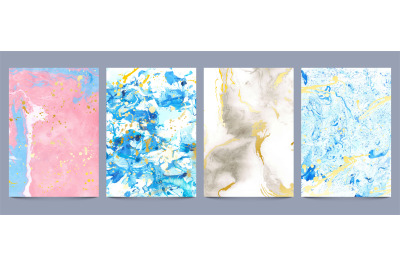 Watercolor marble textures. Abstract liquid paint and ink prints with