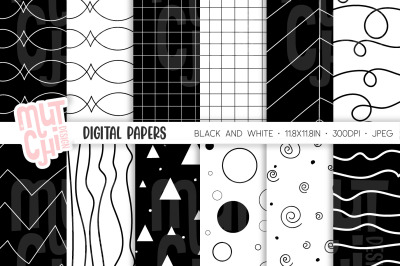 Black and White Digital Paper Set