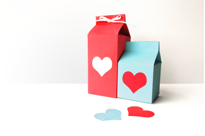 Milk Carton Boxes with Heart Cutout | SVG | PNG | DXF | EPS