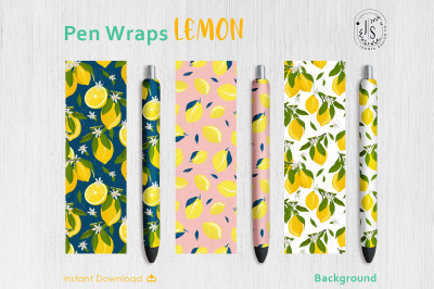 Lemon Fruit Pen Wraps PNG File Set
