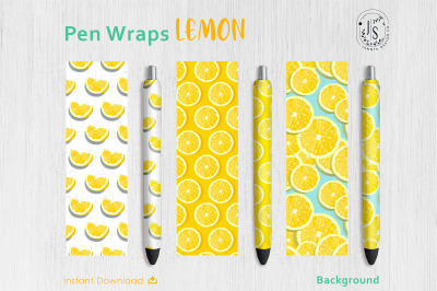 Lemon Fruit Pen Wraps PNG File Set