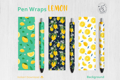 Lemon Fruit Pen Wraps PNG File Set