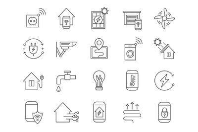 Smart house system icons. Home network, wifi automation internet techn