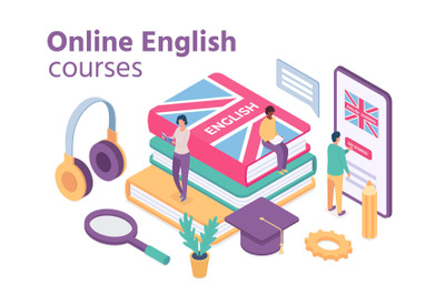 Isometric english courses. Online foreign language school with student