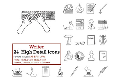 Writer Icon Set