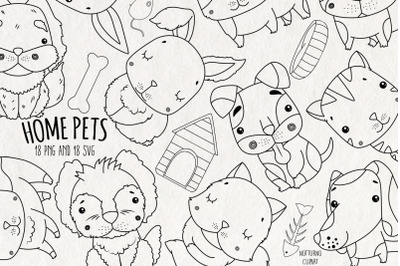 Home Pets SVG Digital Stamps | Set of 18