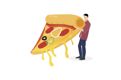 Pizza slice clipart, guy with fast food