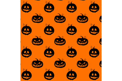 Halloween pattern holiday with black silhouette pumpkin