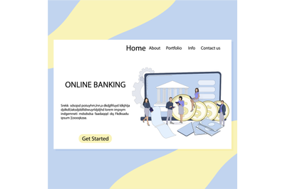 Online banking landing page design, fintech digital