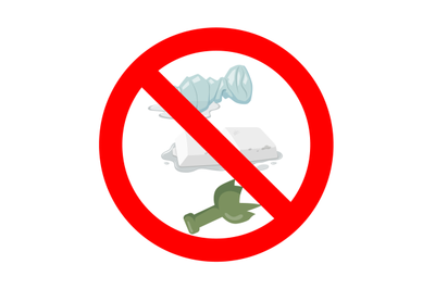 No throw away waste. Vector icon warning and forbidden