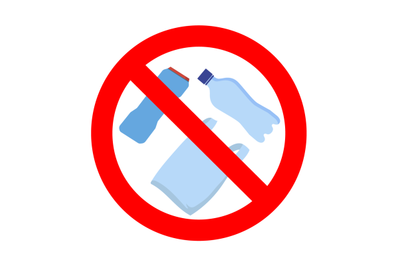 Ban plastic, no polybag and bottle, prohibition concept