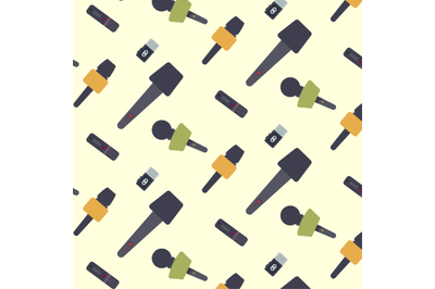 Microphone and report journalist seamless pattern