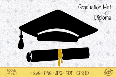Graduation Cap SVG Diploma SVG Graduation hat