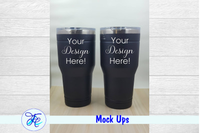 2 30oz Black Tumbler Mock Ups