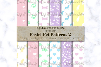 Pet Digital Paper Pack&2C; Cat dog Mixed Variety patterns&2C; pastel 2&2C;