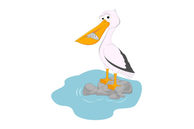 cute pelican animal cartoon&2C; simple vector illustration