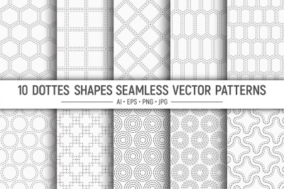 10 dotted shapes seamless geometric patterns