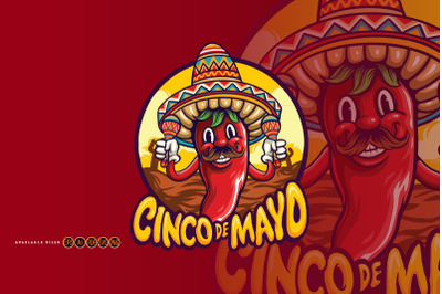 Chili Playing Maraca Cinco De Mayo Mascot