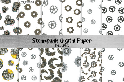 Hand-drawn Steampunk Digital Papers PNG