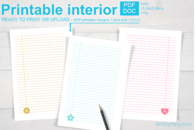 Cute Printable Notebook Paper for KDP.