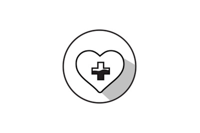 Medical Icon with Heart Isolated Outline