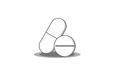 Medical Icon Capsule and Tablets Outline
