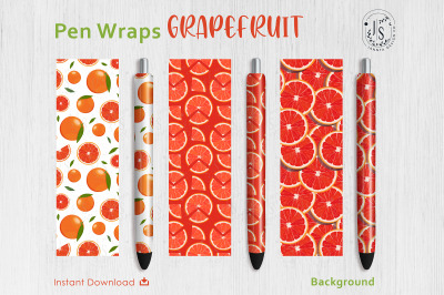 Grapefruit Orange Pen Wraps PNG File Set