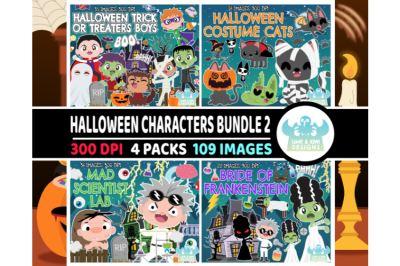 Halloween Characters Clipart Bundle 2 - Lime and Kiwi Designs