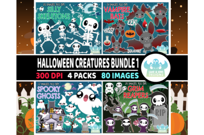 Halloween Creatures Clipart Bundle 1 - Lime and Kiwi Designs