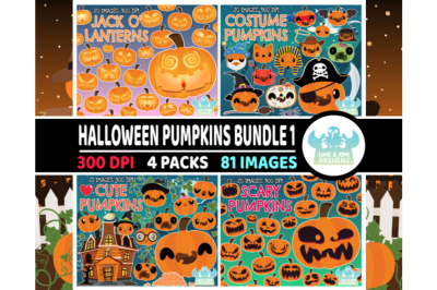 Halloween Pumpkins Clipart Bundle 1 - Lime and Kiwi Designs