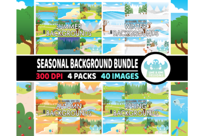 Seasonal Backgrounds Clipart Bundle 1 - Lime and Kiwi Designs