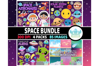 Space Clipart Bundle 1 - Lime and Kiwi Designs