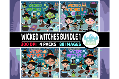 Wicked Witches Clipart Bundle 1 - Lime and Kiwi Designs