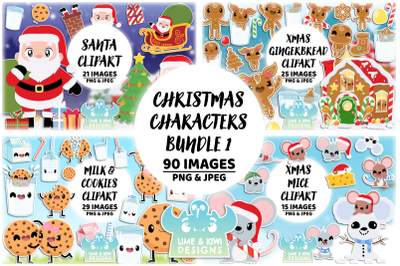 Christmas Characters Clipart Bundle 1 - Lime and Kiwi Designs