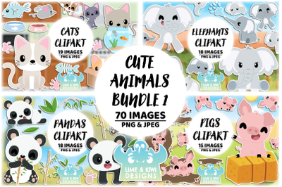 Cute Animals Clipart Bundle 1 - Lime and Kiwi Designs