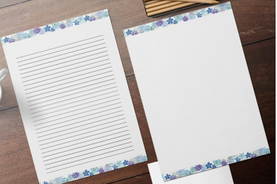 Blue Flowers Floral Stationary