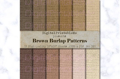 Brown Burlap Digital Paper Pack, Beige, Natural Variety of Shades, Mix
