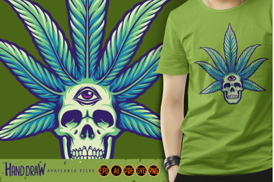 Cannabis Leaves Skull Pot Marijuana Weed SVG