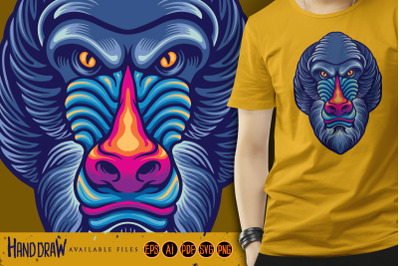 Wild Baboon Head Mascot SVG Illustrations
