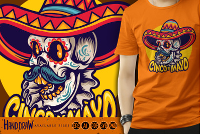 Mexican Skull Head Sombrero Hat Cinco De Mayo SVG