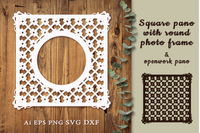 Square panel with a round frame. SVG