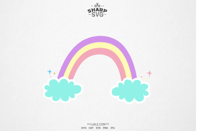 Rainbow SVG - Rainbow with Clouds SVG - Cute Rainbow SVG