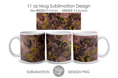 11 oz Mug sublimation designs, Matte colors, Gold Glitter