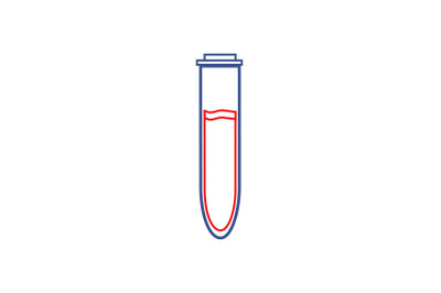 Medical Icon Blue Red Line Test Tube