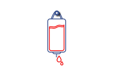 Medical Icon Blue Red Line Infuse Bag